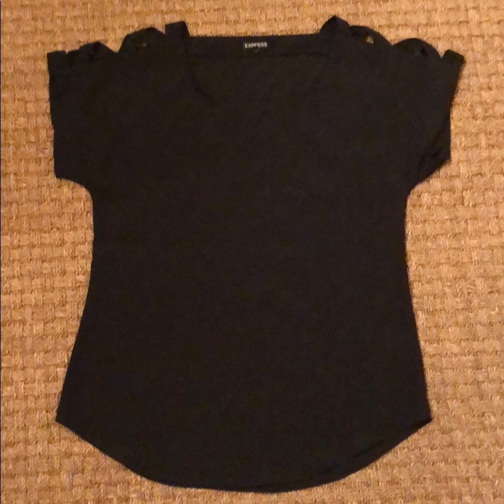 NWOT Express Black Criss Cross Shoulder Blouse